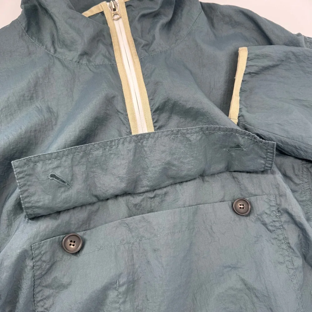 Acne Studios Anorak Jacket Mens 46 Teal Green Half Zip Nylon Windbreaker
